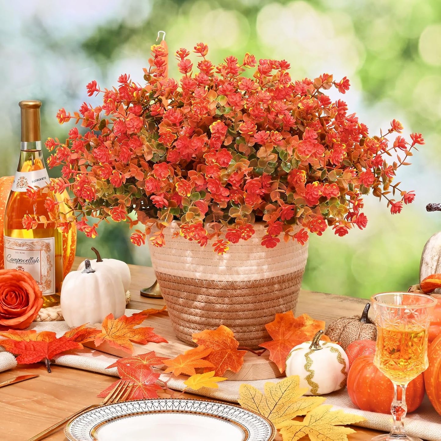 Waipfaru 12 Bundles Artificial Fall Flowers ,Fake Mums,UV Resistant Fake Greenery,No Fade Faux Flowers for Outside Porch Home Decoration