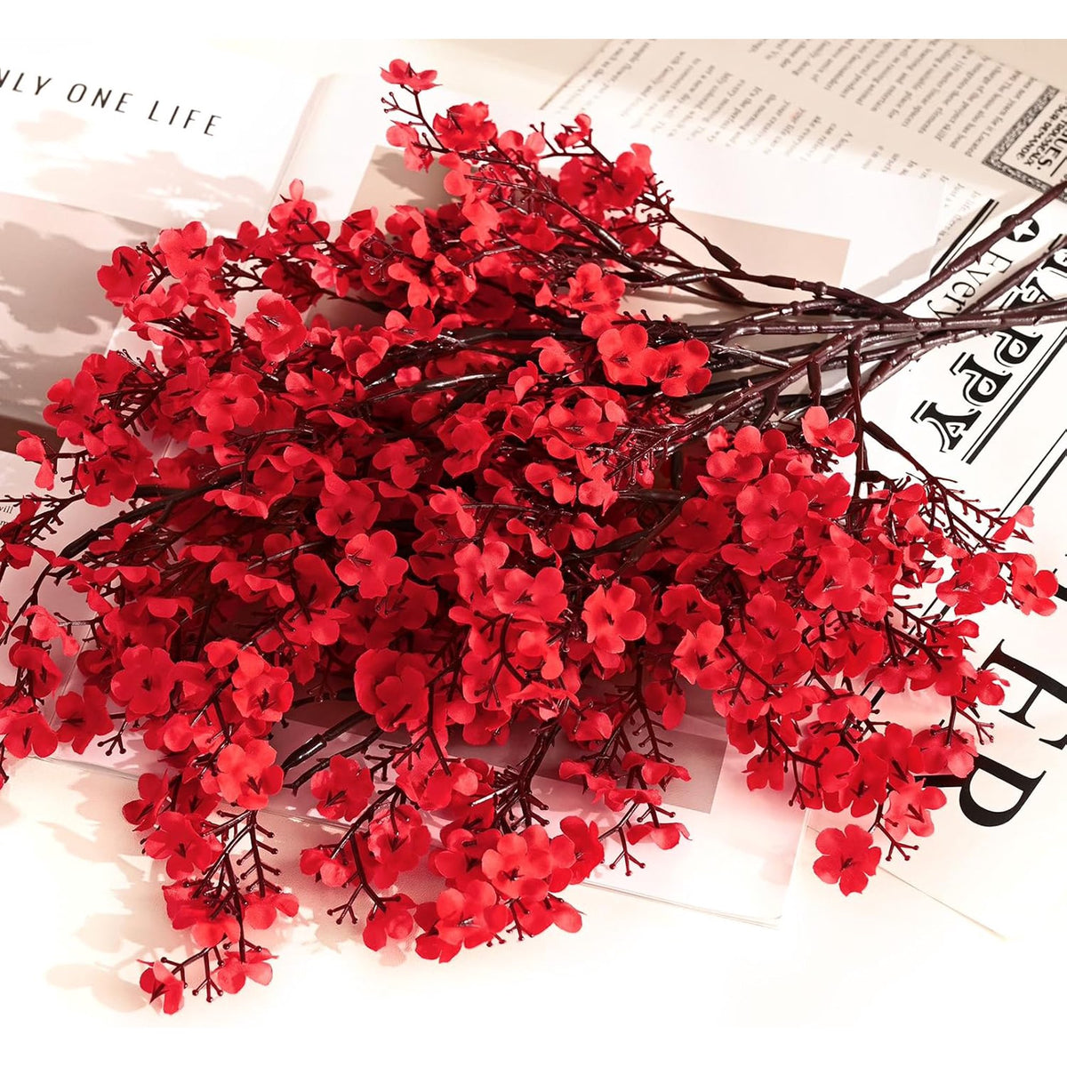 Waipfaru 30Pcs Artificial Fall Flowers Babys Breath Flower Bulk,Real Touch Silk Gypsophila Bouquets for Home Festival Decor