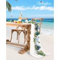Waipfaru 6ft Blue Flower Garland, Artificial Eucalyptus Garland with Blue Roses, Fake Rose Floral Greenery Garland for Wedding Arch Table Wall Room Decor