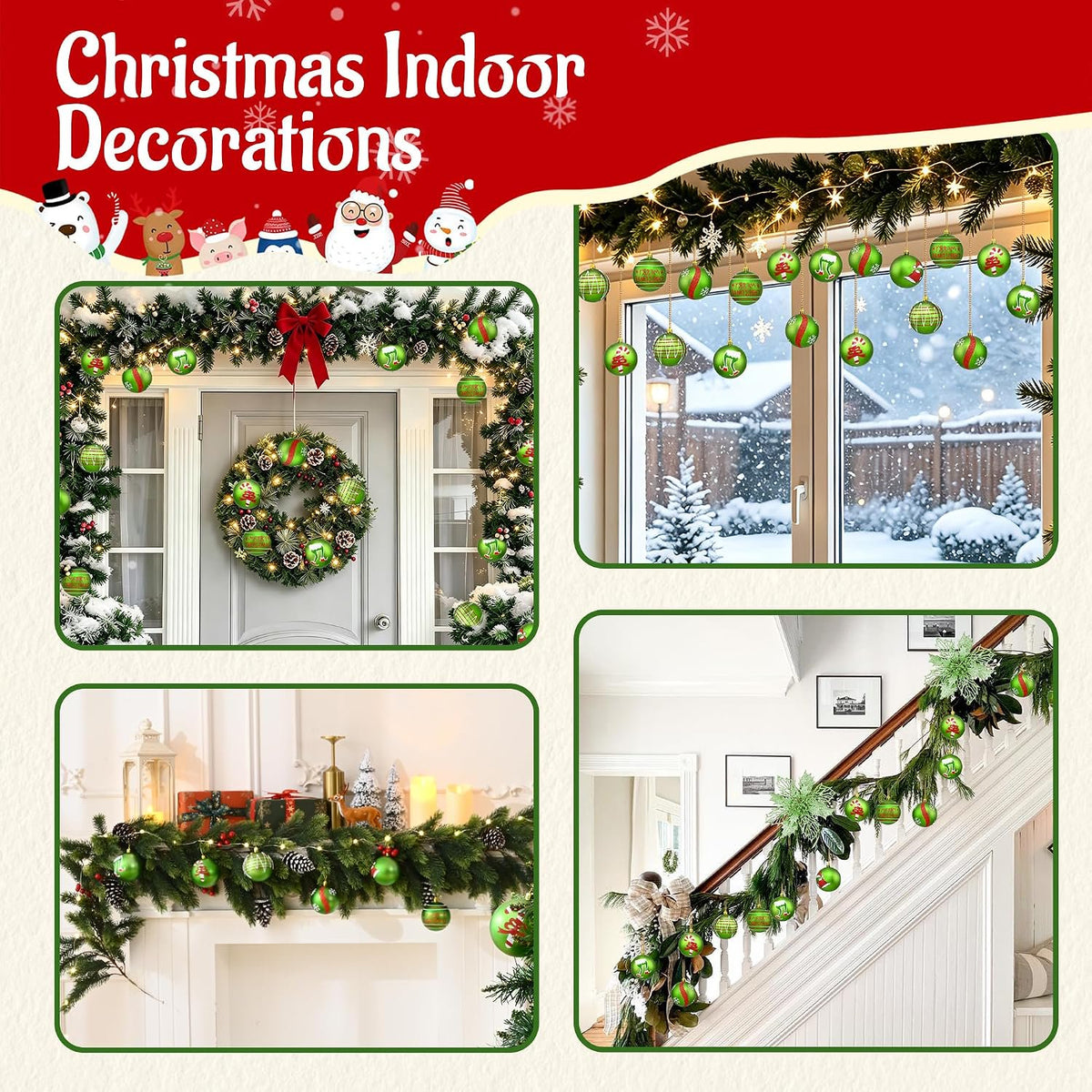 Waipfaru 16Pcs Christmas Ball Ornaments,3.15" Shatterproof Hanging Xmas Ornaments Set for Christmas Holiday Party Decoration