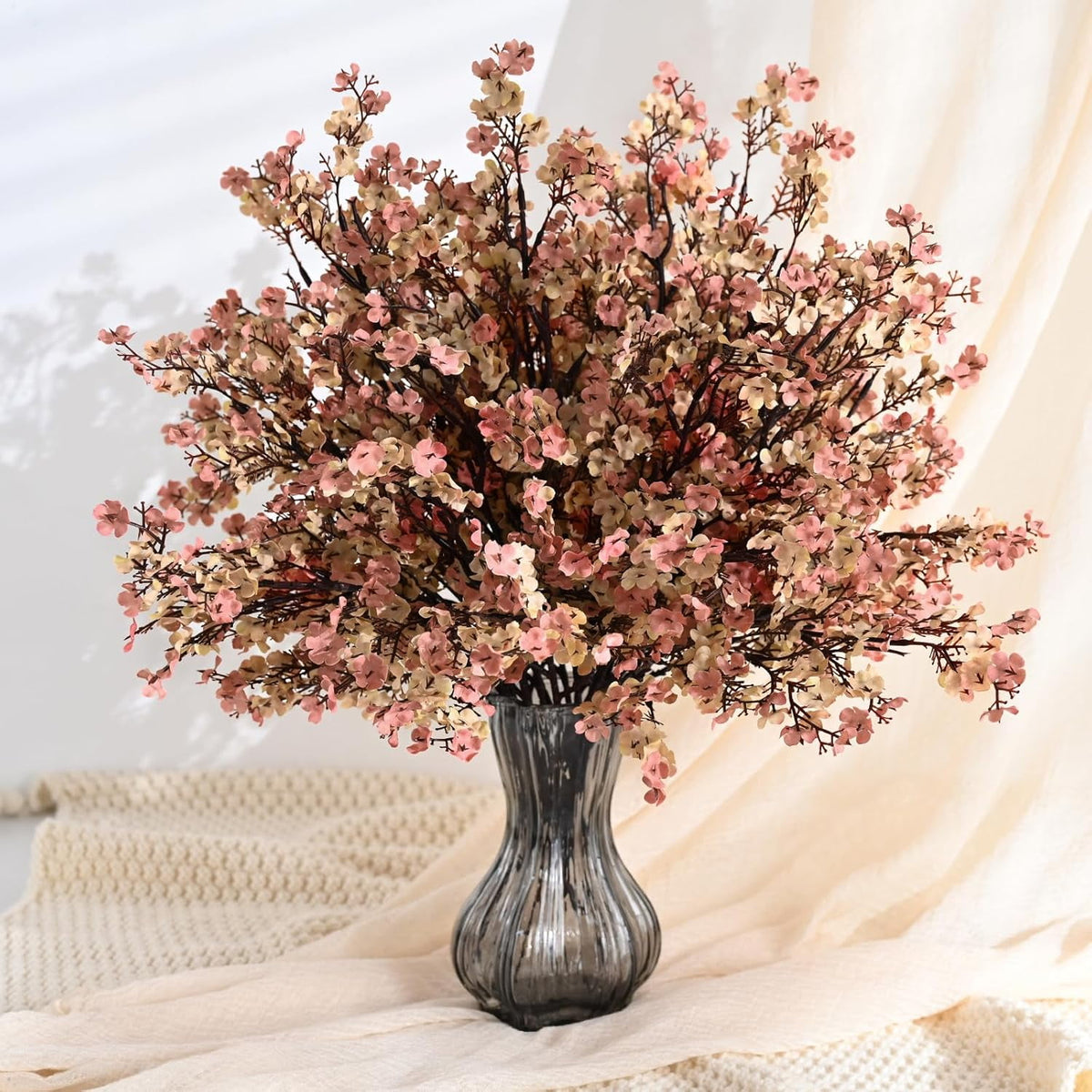 Waipfaru 20Pcs Artificial Fall Flowers Babys Breath Flower Bulk,Real Touch Silk Gypsophila Bouquets for Home Festival Decor