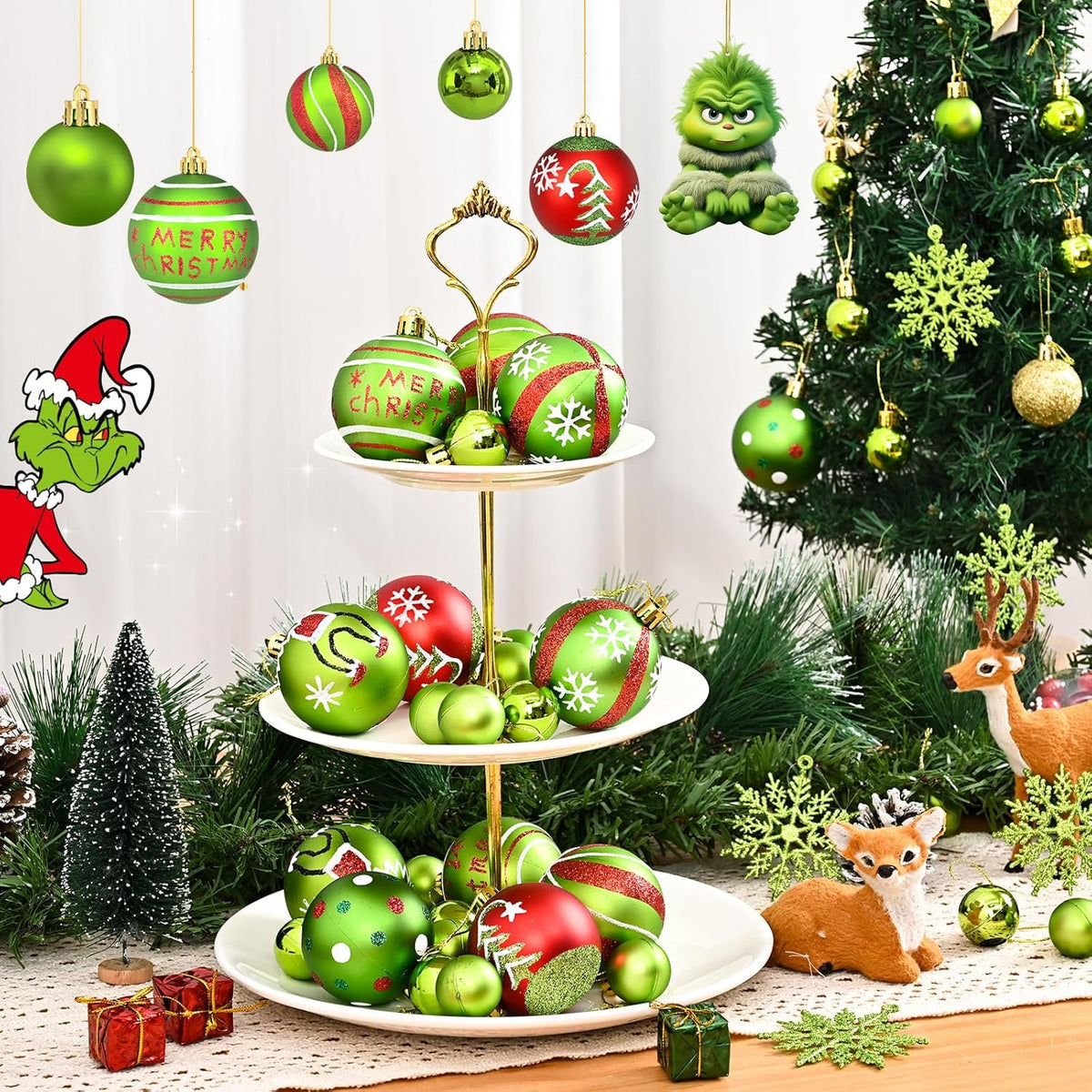 Waipfaru Christmas Balls Ornaments for Xmas Tree,50Pcs Shatterproof Christmas Tree Decorations, 2.36" Hanging Xmas Ball Ornaments Set for Holiday Party Decoration