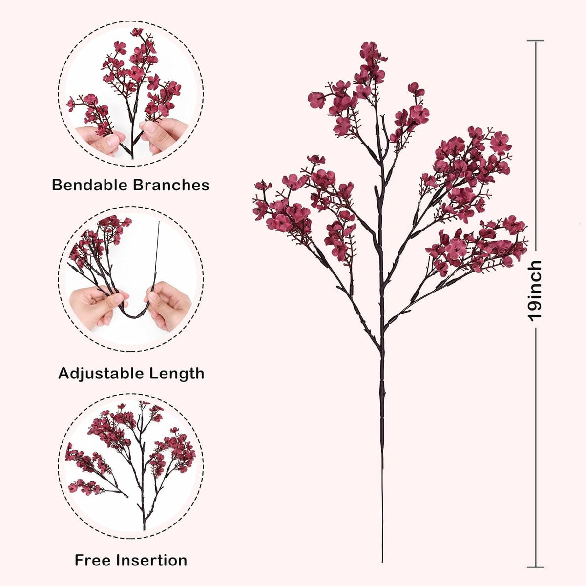 Waipfaru 20Pcs Artificial Fall Flowers Babys Breath Flower Bulk,Real Touch Silk Gypsophila Bouquets for Home Festival Decor