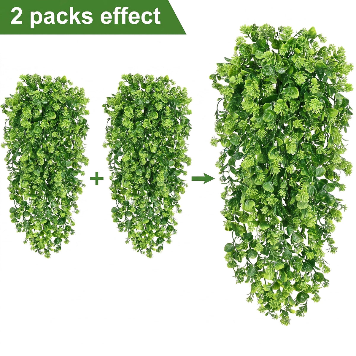 Waipfaru Artificial Hanging Plants,4 Pack Faux Hanging Greenery, Lush Fake Hanging Vines for Indoor Outdoor Decor