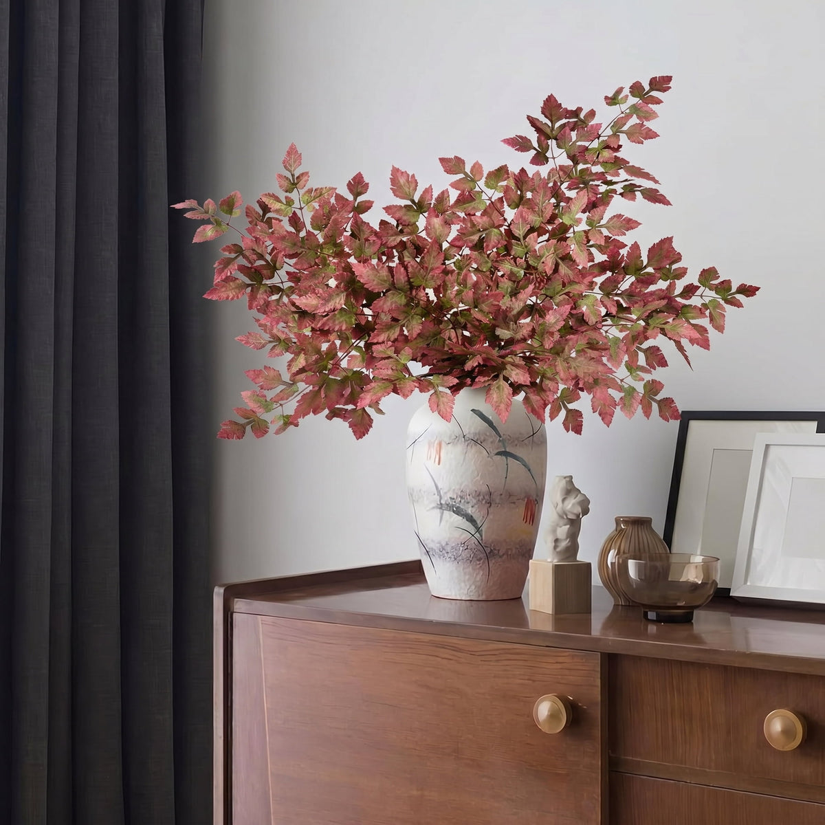 Waipfaru Artificial Cimicifuga Plant Leaf Spray ,Faux Fall Spray Silk Plants for Home Vase Garden Farmhouse Table Mantel Decor