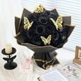Waipfaru Glitter Roses Bouquet Black,24pcs Glitter Artificial Flowers,DIY Glitter Everlasting Rose Bouquet with Stem for Valentine's Day Gifts,Engagement,Anniversary,Wedding
