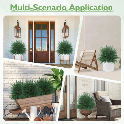 Waipfaru Set of 2 Artificial Cedar Topiary Tree, 24inch Outdoor Fake Plants with Stakes,UV Resistant Faux Shrubs for Front Porch Planter Backyard Decor