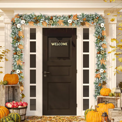 Waipfaru 6ft Fall Garland for Mantle, Lighted Autumn Garland for Table Centerpiece Thanksgiving Porch Home Decor