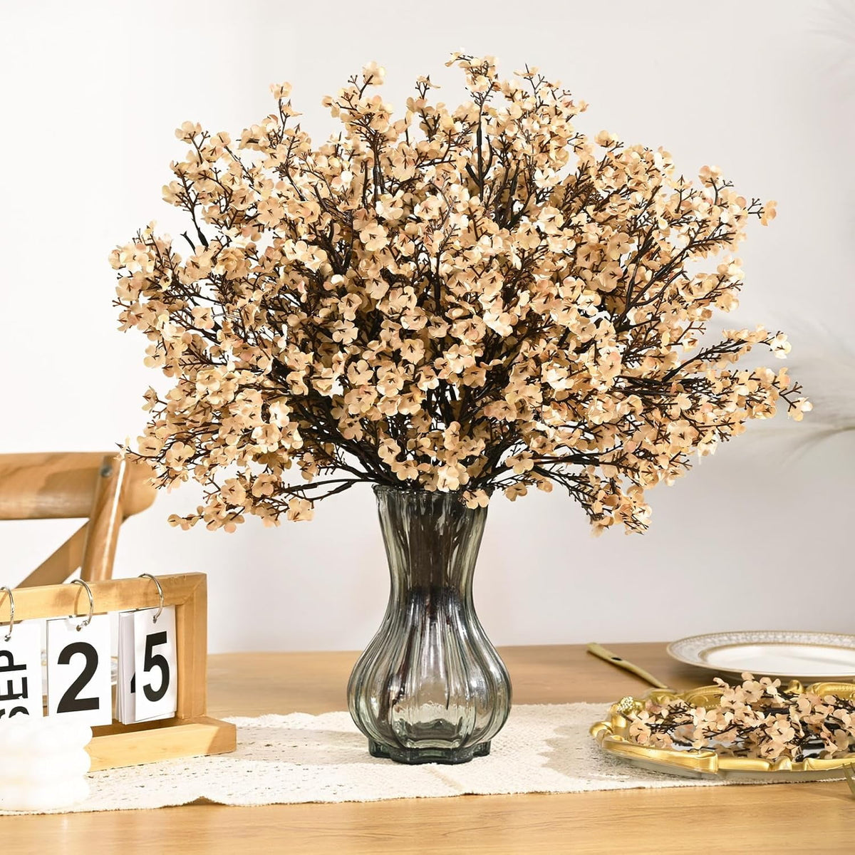 Waipfaru 20Pcs Artificial Fall Flowers Babys Breath Flower Bulk,Real Touch Silk Gypsophila Bouquets for Home Festival Decor