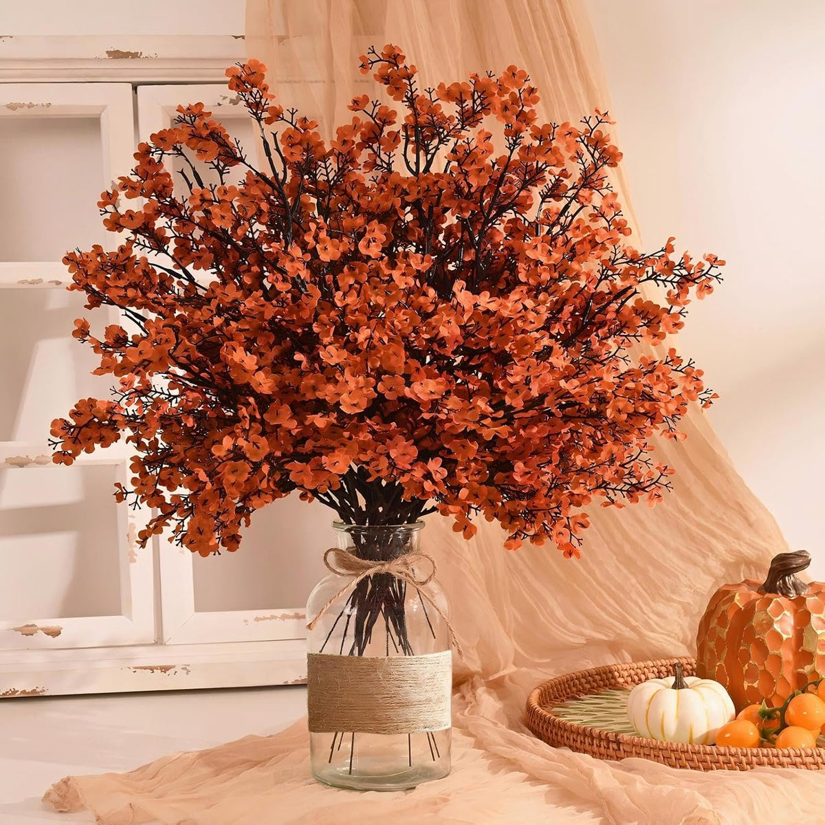 Waipfaru 20Pcs Artificial Fall Flowers Babys Breath Flower Bulk,Real Touch Silk Gypsophila Bouquets for Home Festival Decor