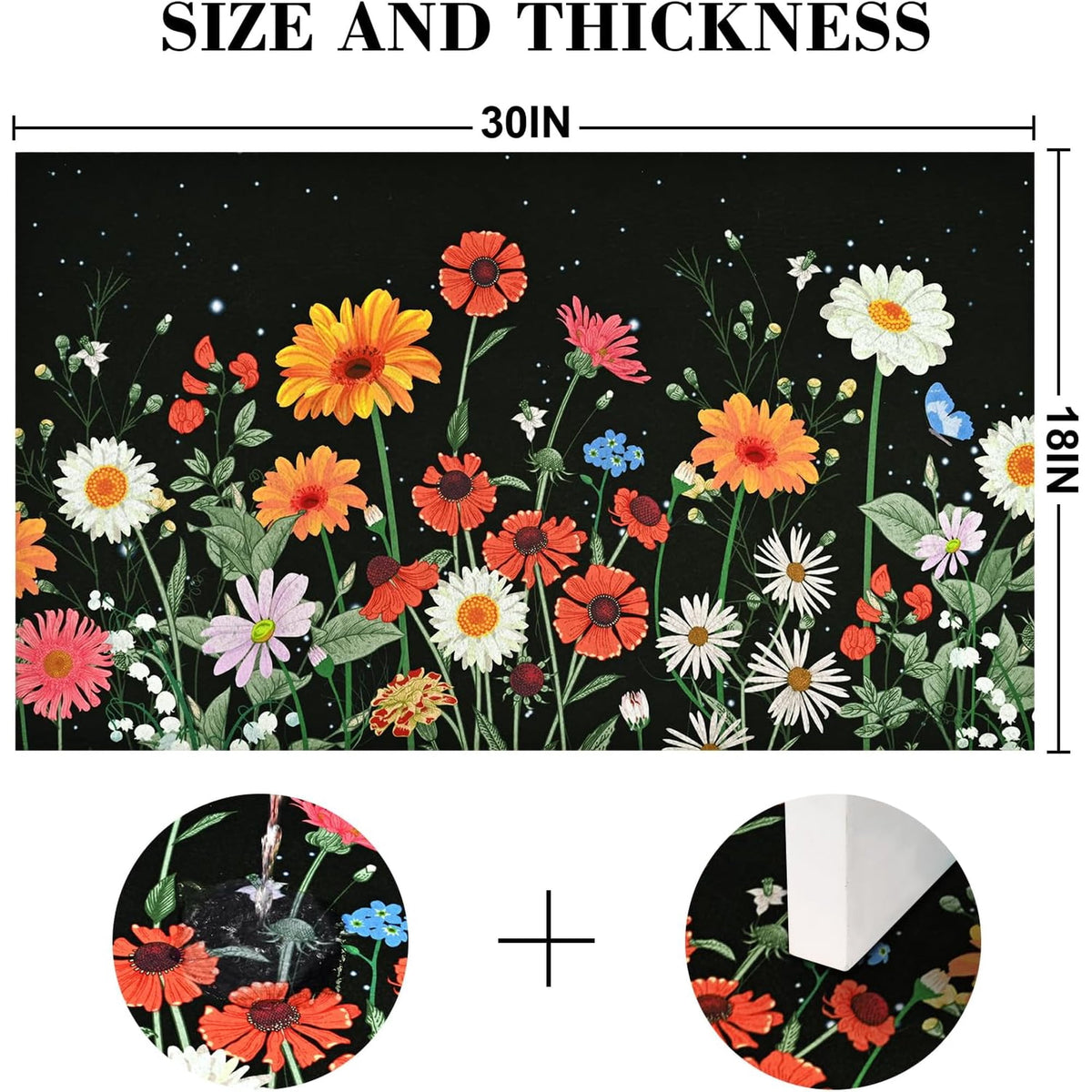 Waipfaru Spring Doormats Floral Front Doormat Non Slip Summer Welcome Mat for Outdoor Entrance, 18" x 30"