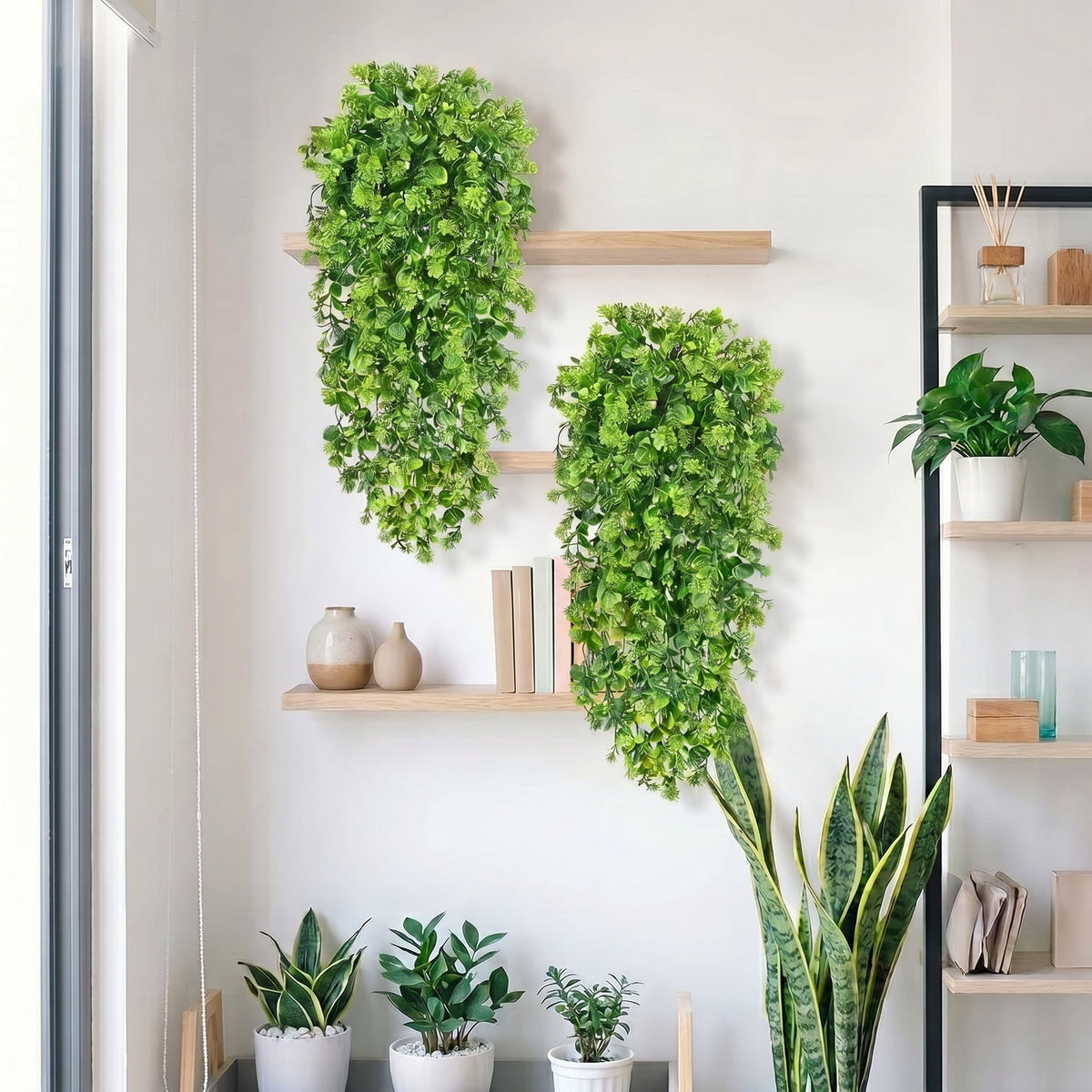 Waipfaru Artificial Hanging Plants,4 Pack Faux Hanging Greenery, Lush Fake Hanging Vines for Indoor Outdoor Decor