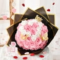 Waipfaru Pink Glitter Roses Bouquet,56pcs Artificial Roses Flowers,DIY Glitter Everlasting Rose Bouquet with Stem for Valentine's Day Anniversary(36 Pink&20 White)