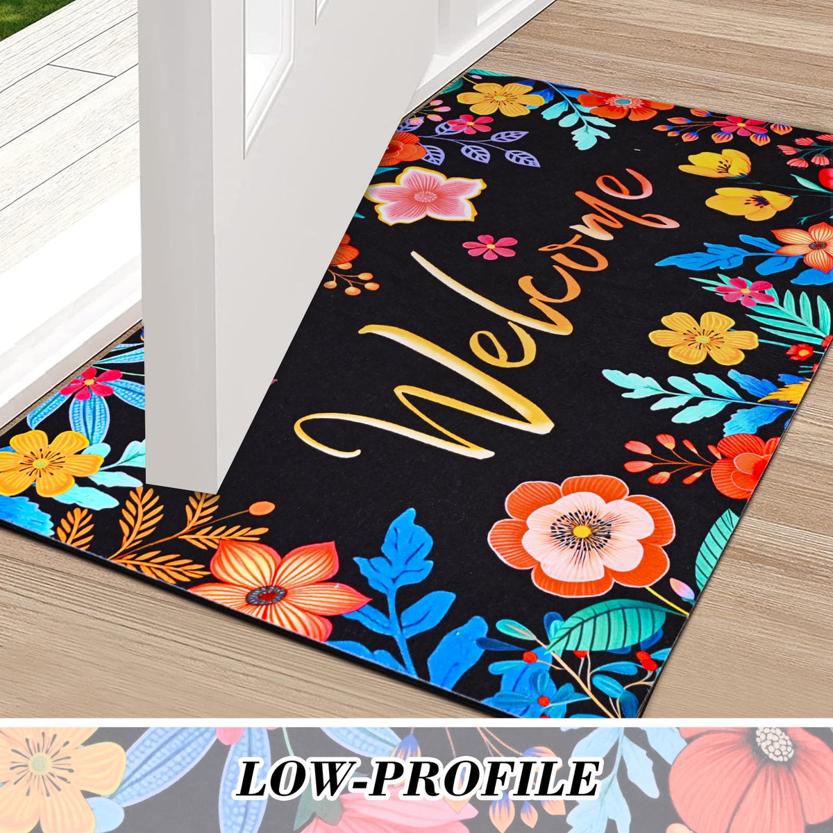 Waipfaru Spring Doormats Floral Front Doormat Non Slip Summer Welcome Mat for Outdoor Entrance, 18" x 30"