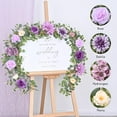 Waipfaru 6ft Purple Flower Garland, Artificial Eucalyptus Garland with Purple Roses Flower, Fake Rose Floral Greenery Garland for Wedding Arch Table Wall Room Decor