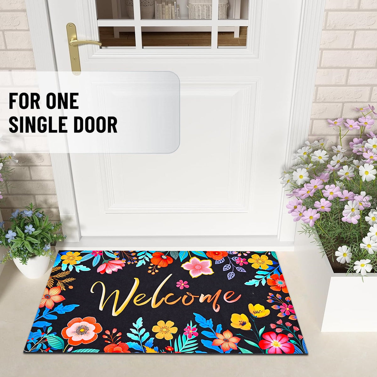 Waipfaru Spring Doormats Floral Front Doormat Non Slip Summer Welcome Mat for Outdoor Entrance, 18" x 30"